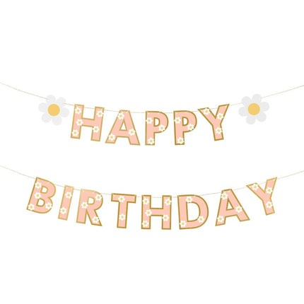 Happy Birthday Letterslinger Goud Roze 2m van Partydeco koop je bij Partywinkel