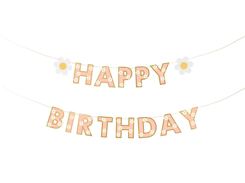Happy Birthday Letterslinger Goud Roze 2m van Partydeco koop je bij Partywinkel