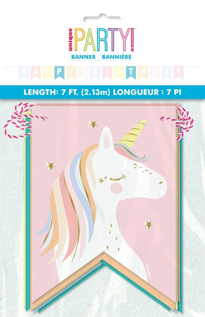 Happy Birthday Letterslinger Unicorn 2,13m van Unique koop je bij Partywinkel