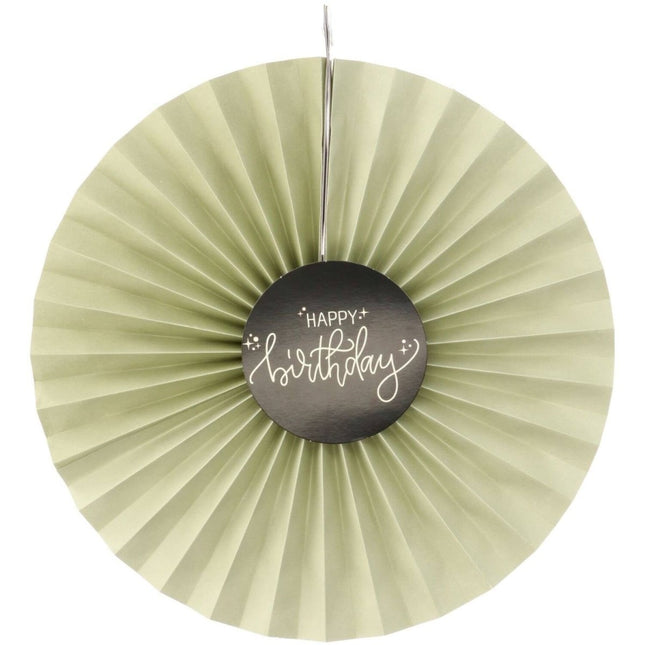 Happy Birthday Papieren Waaiers Zwart 3st van Folat koop je bij Partywinkel