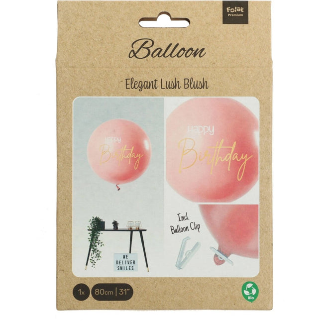 Happy Birthday Reuze Ballon Roze XL 80cm van Folat koop je bij Partywinkel