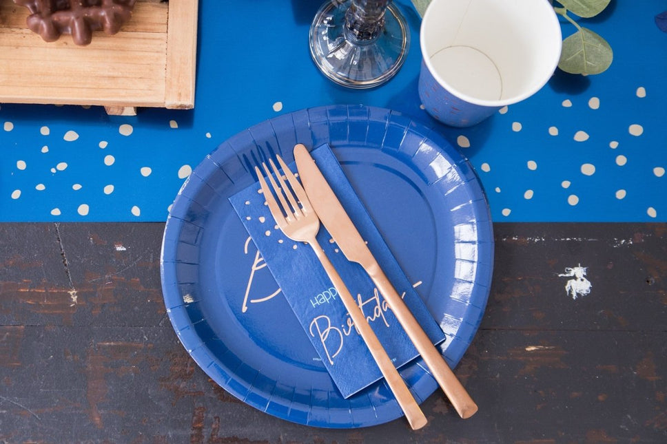 Happy Birthday Servetten Blauw 33cm 10st van Folat koop je bij Partywinkel