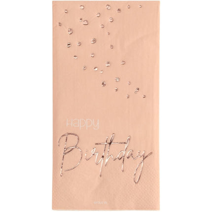 Happy Birthday Servetten Pastel Roze 33cm 10st van Folat koop je bij Partywinkel