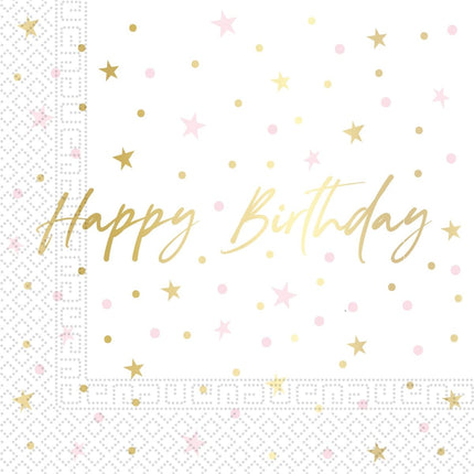 Happy Birthday Servetten Sterren 33cm 20st van Procos koop je bij Partywinkel