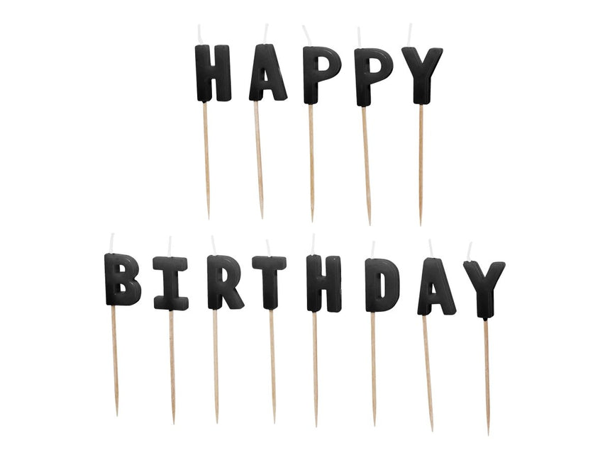 Happy Birthday verjaardagskaarsjes, 2,5 cm, zwart van Partydeco koop je bij Partywinkel