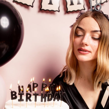 Happy Birthday verjaardagskaarsjes, 2,5 cm, zwart van Partydeco koop je bij Partywinkel