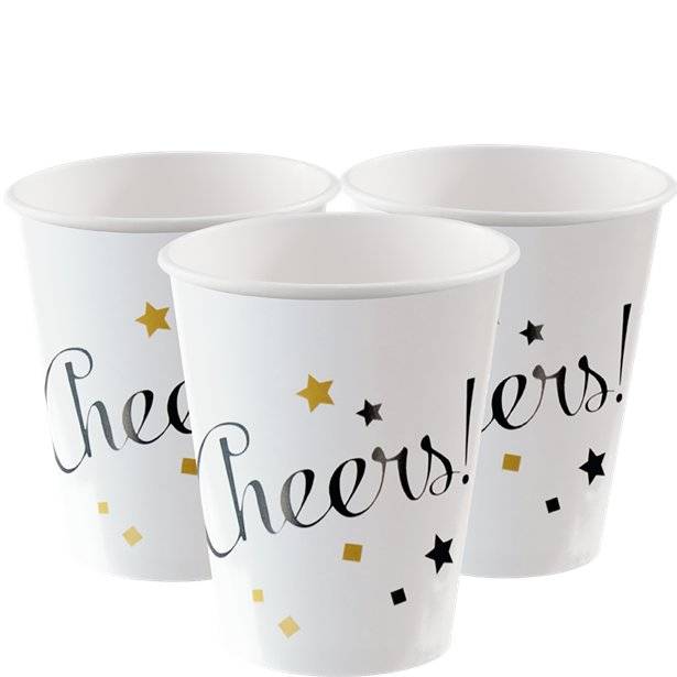 Happy New Year Bekers Cheers Karton 250ml 8st van Riethmueller koop je bij Partywinkel