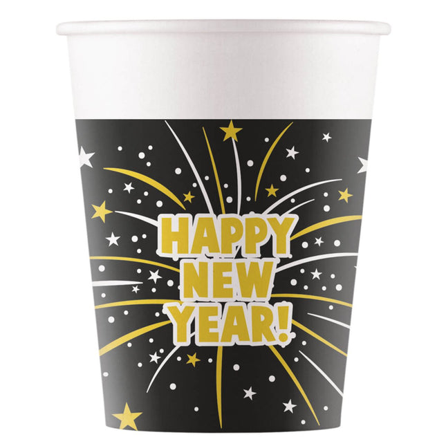 Happy New Year Bekers Papier 200ml 8st van Procos koop je bij Partywinkel