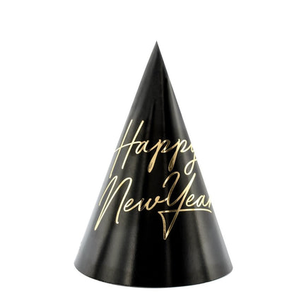 Happy New Year Feesthoedjes 16cm 6st van Partydeco koop je bij Partywinkel