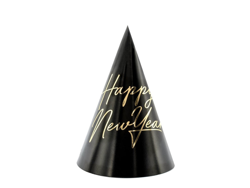 Happy New Year Feesthoedjes 16cm 6st van Partydeco koop je bij Partywinkel