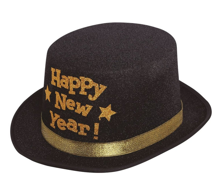 Happy New Year Hoed Zwart Goud van Fiestas Guirca koop je bij Partywinkel