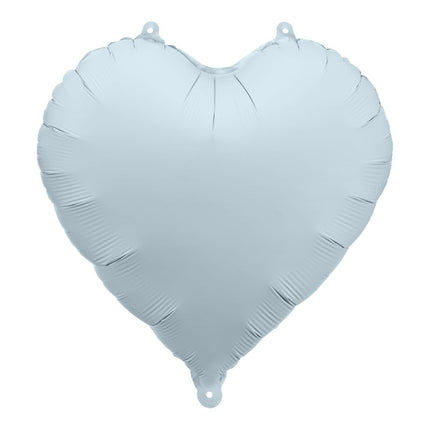 Hart Helium Ballon Misty Blauw Leeg 45cm van Partydeco koop je bij Partywinkel