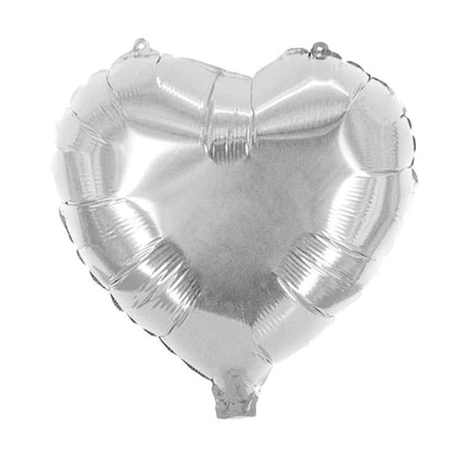 Hart Helium Ballon Zilver Glanzend Leeg 45cm van VDV Benefit koop je bij Partywinkel