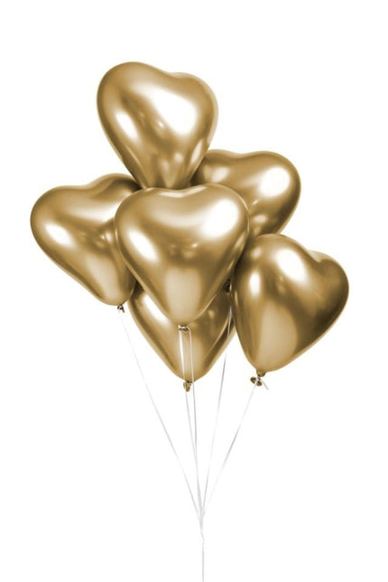 Hartjes Ballonnen Goud 30cm 6st van WeFiesta koop je bij Partywinkel