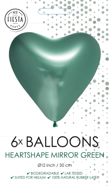 Hartjes Ballonnen Groen 30cm 6st van WeFiesta koop je bij Partywinkel
