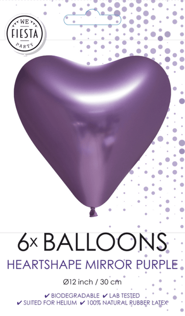Hartjes Ballonnen Paars 30cm 6st van WeFiesta koop je bij Partywinkel