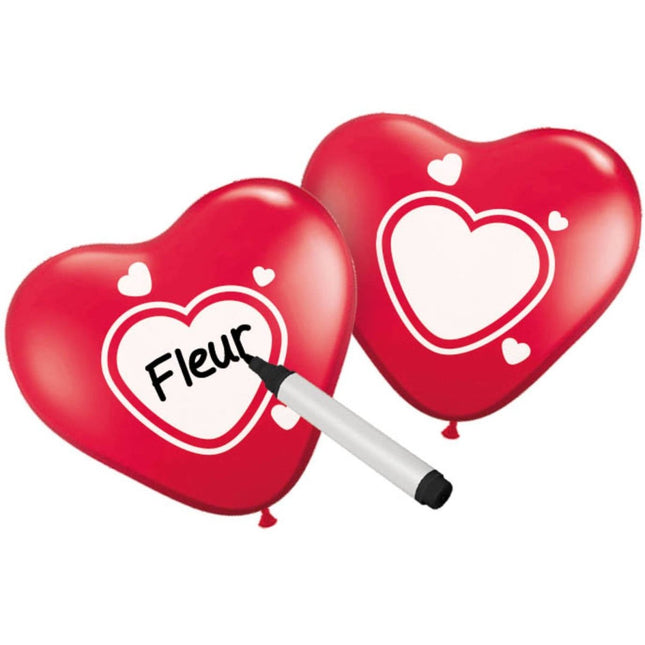 Hartjes Ballonnen Schrijfbaar 25cm 6st van Folat koop je bij Partywinkel