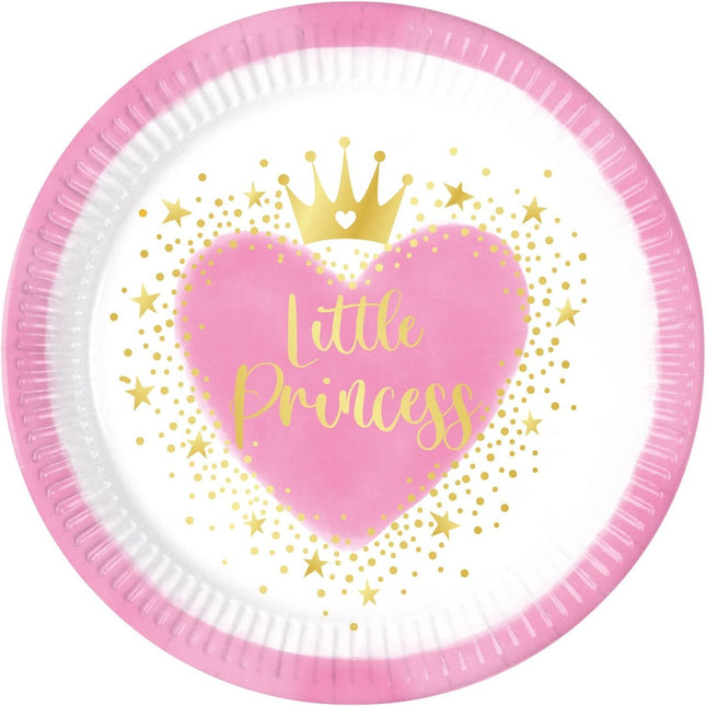 Hartjes Borden Little Princess 23cm 8st van Procos koop je bij Partywinkel