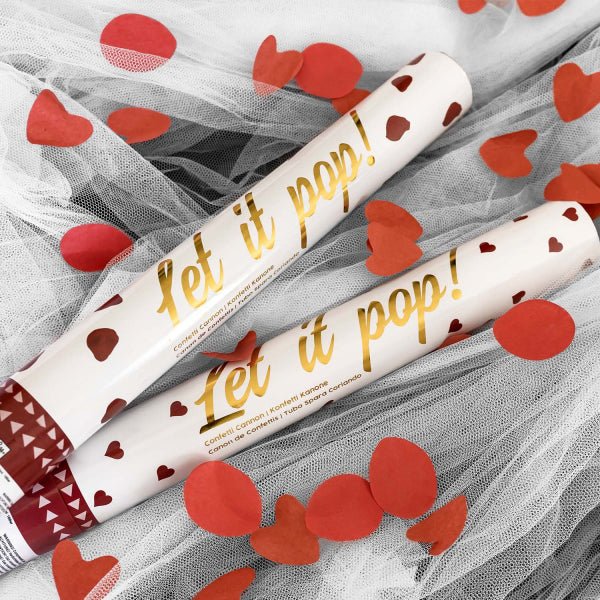 Hartjes Confetti Kanon Rood 40cm van Riethmueller koop je bij Partywinkel