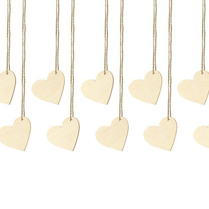Hartjes Hangers Hout 6cm 10st van Partydeco koop je bij Partywinkel