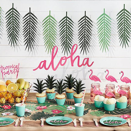 Hawaii Tafeldecoratie Palmblad 14,5cm 6st van Partydeco koop je bij Partywinkel