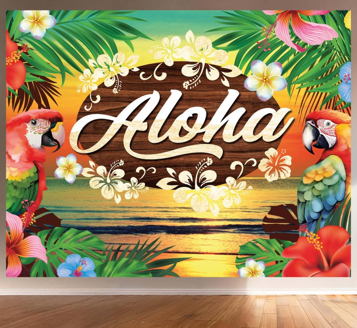 Hawaii Wanddecoratie Aloha 2,2m - Partywinkel - 8434077311868