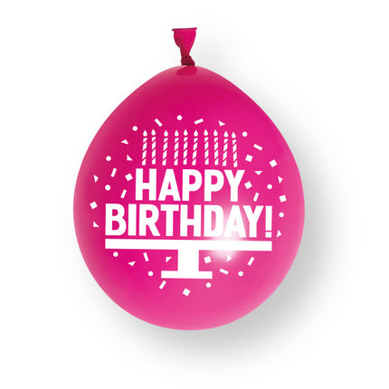 Palloncini in lattice rosa assortiti "Happy Birthday", 23 cm, 10 pezzi