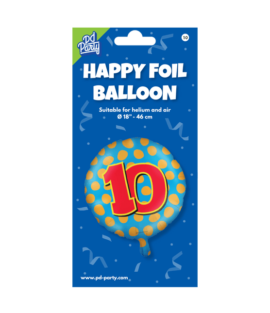Helium Ballon 10 Jaar Gekleurd Leeg 46cm van Paper Dreams koop je bij Partywinkel