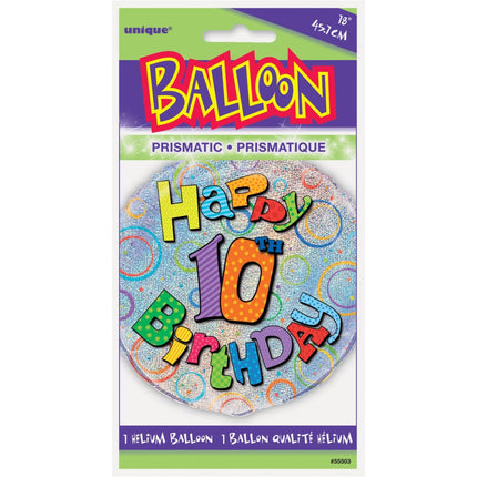 Helium Ballon 10 Jaar Glitters 45cm leeg van Unique koop je bij Partywinkel