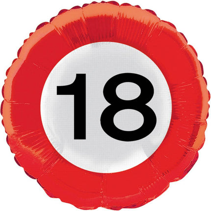 Helium Ballon 18 Jaar Verkeersbord 43cm leeg - Partywinkel - 8714572285186