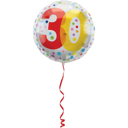 Helium Ballon 30 Jaar Stippen 45cm leeg van Folat koop je bij Partywinkel