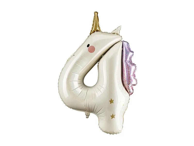 Helium Ballon 4 jaar Unicorn, 93cm, mix van Partydeco koop je bij Partywinkel