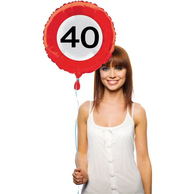 Helium Ballon 40 Jaar Verkeersbord 43cm leeg - Partywinkel - 8714572285407
