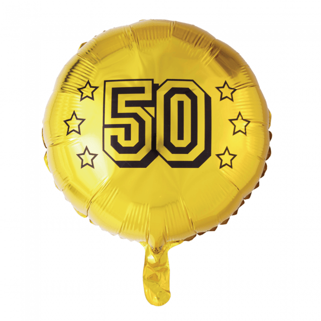 Helium Ballon 50 Jaar Goud 45cm leeg van WeFiesta koop je bij Partywinkel