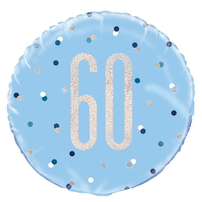 Helium Ballon 60 Jaar Blauw 45cm leeg van Unique koop je bij Partywinkel