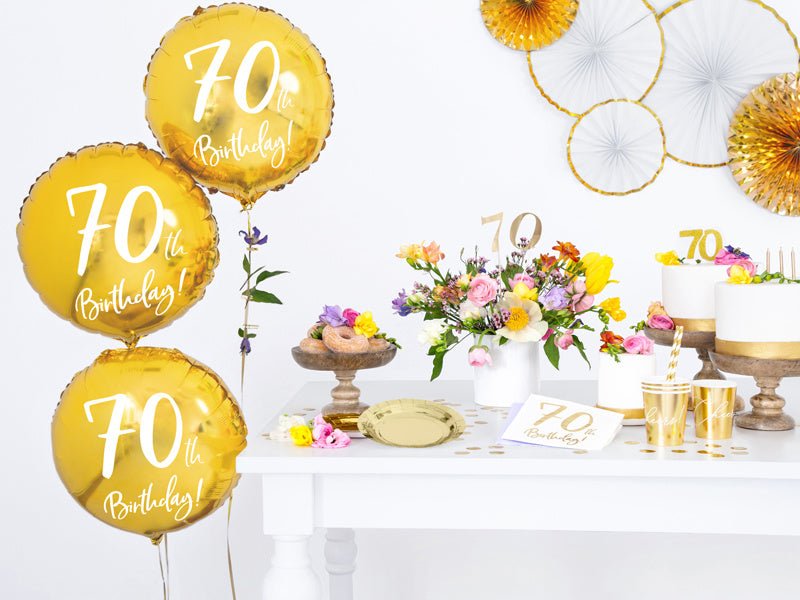 Helium Ballon 70Th Birthday Goud Leeg 45cm van Partydeco koop je bij Partywinkel