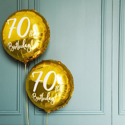 Helium Ballon 70Th Birthday Goud Leeg 45cm van Partydeco koop je bij Partywinkel