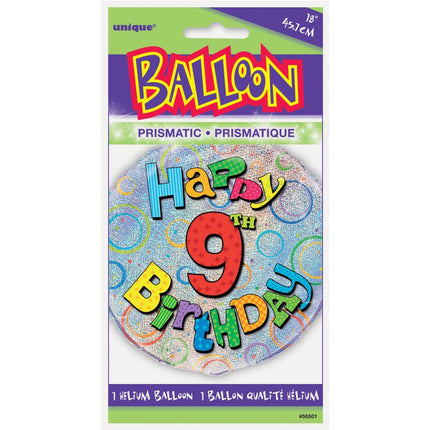 Helium Ballon 9 Jaar Glitters 45cm leeg van Unique koop je bij Partywinkel