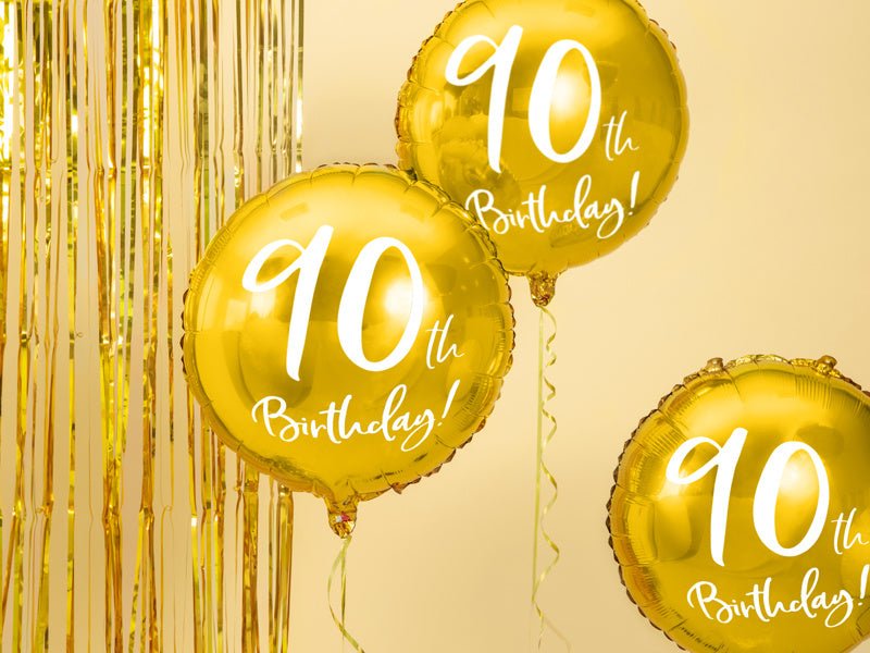 Helium Ballon 90Th Birthday Goud Leeg 45cm van Partydeco koop je bij Partywinkel