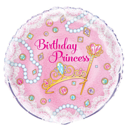 Helium Ballon Birthday Princess Roze 45cm leeg van Unique koop je bij Partywinkel