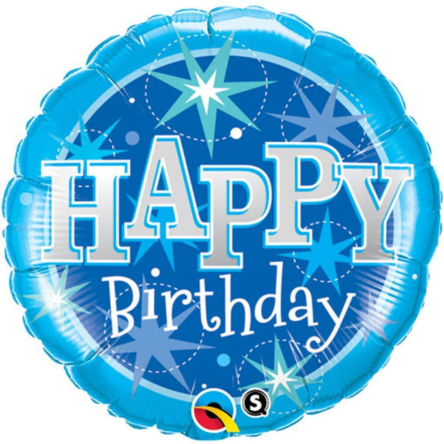 Helium Ballon Happy Birthday Blauw 46cm leeg - Partywinkel - 071444379151