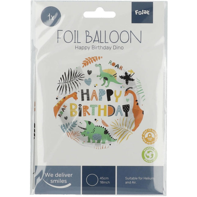 Helium Ballon Happy Birthday Dino Leeg 45cm van Folat koop je bij Partywinkel