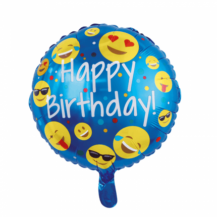 Helium Ballon Happy Birthday Emoji 45cm leeg van WeFiesta koop je bij Partywinkel