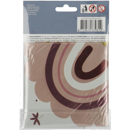 Helium Ballon Happy Birthday Regenboog Roze Leeg 45cm van Folat koop je bij Partywinkel