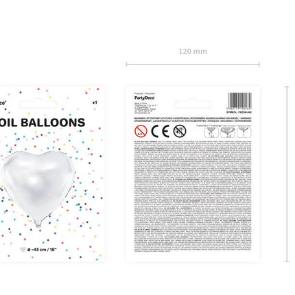 Helium Ballon Hart Wit Leeg 61cm van Partydeco koop je bij Partywinkel