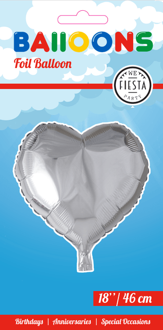 Helium Ballon Hart Zilver 45cm leeg - Partywinkel - 5712735003687