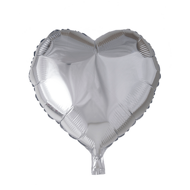 Helium Ballon Hart Zilver 45cm leeg - Partywinkel - 5712735003687