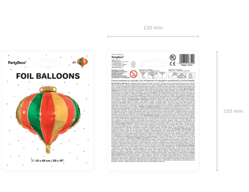 Helium Ballon Kerstbal Leeg 51cm van Partydeco koop je bij Partywinkel