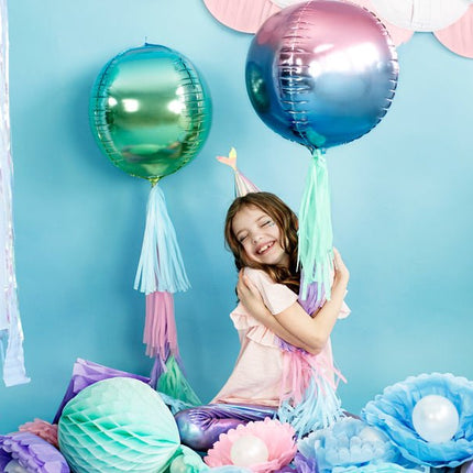 Helium Ballon Rond Blauw Groen Leeg 35cm van Partydeco koop je bij Partywinkel