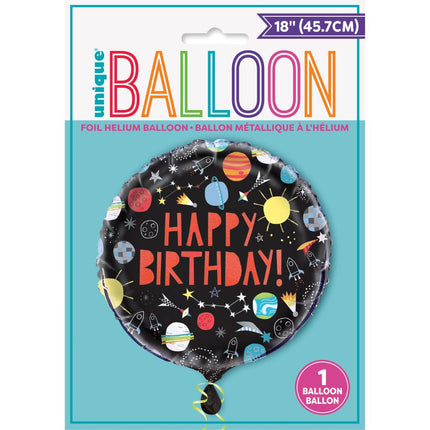 Helium Ballon Space Happy Birthday 45cm leeg van Unique koop je bij Partywinkel